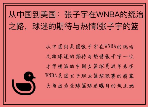 从中国到美国：张子宇在WNBA的统治之路，球迷的期待与热情(张子宇的篮球水平)